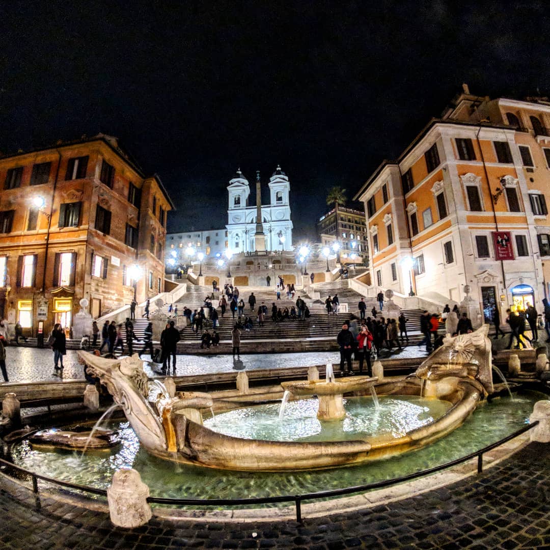 These are the Spanish Steps, at night