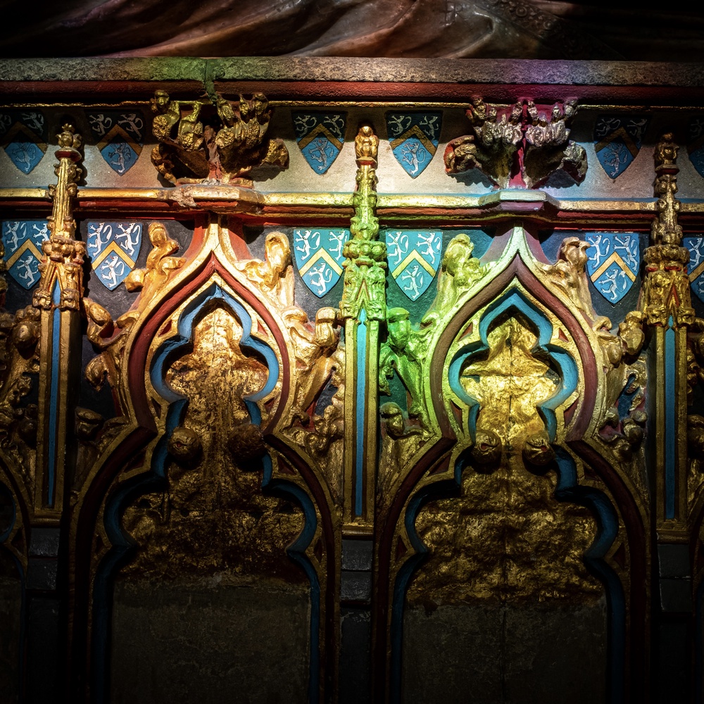 Stained glass casting nice light in Durham Cathederal.