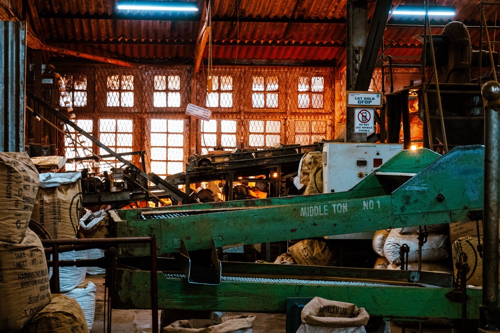 A view insdie a tea factory for you.