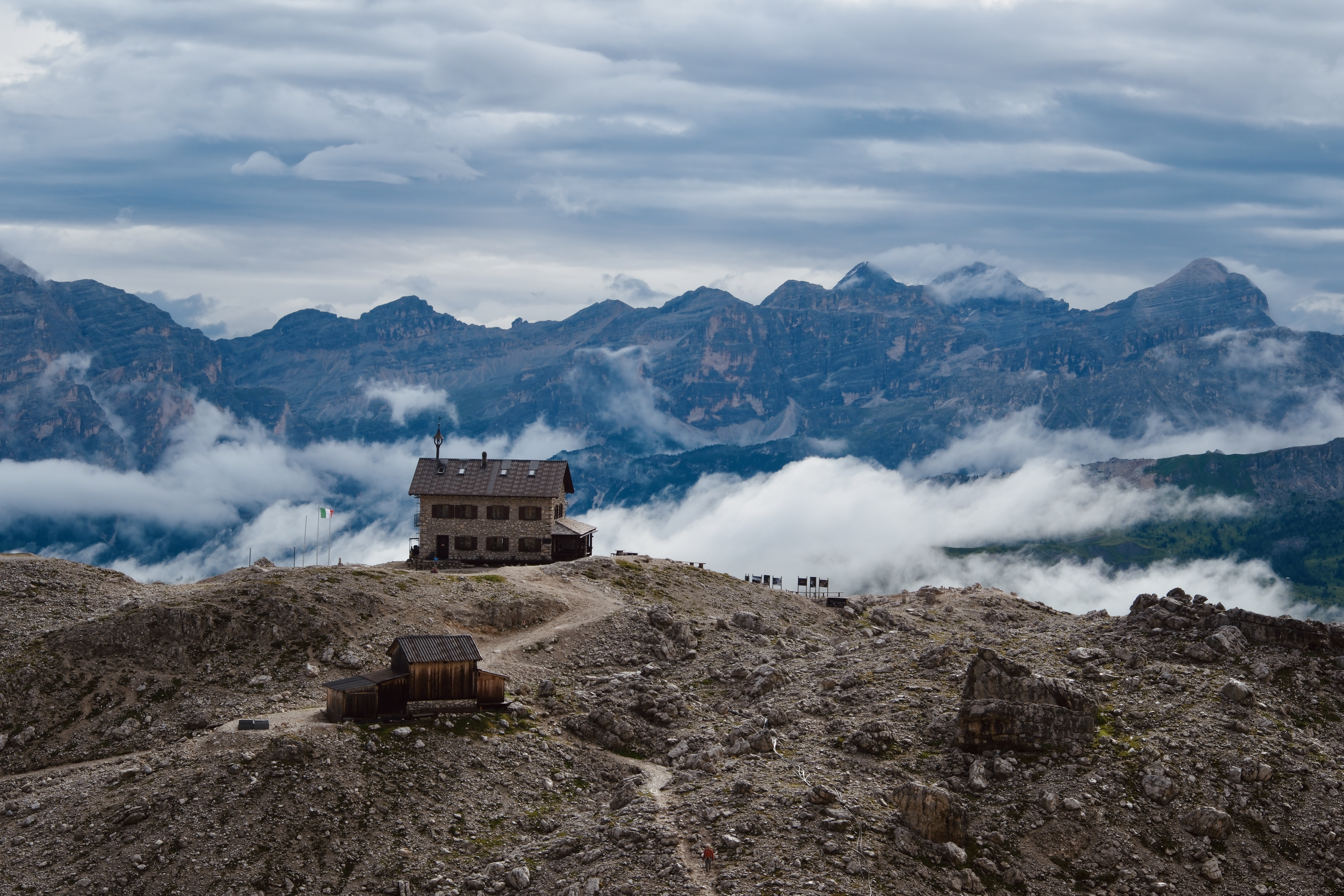 Our highest hut, Kostner! Wine comes via helicopter.