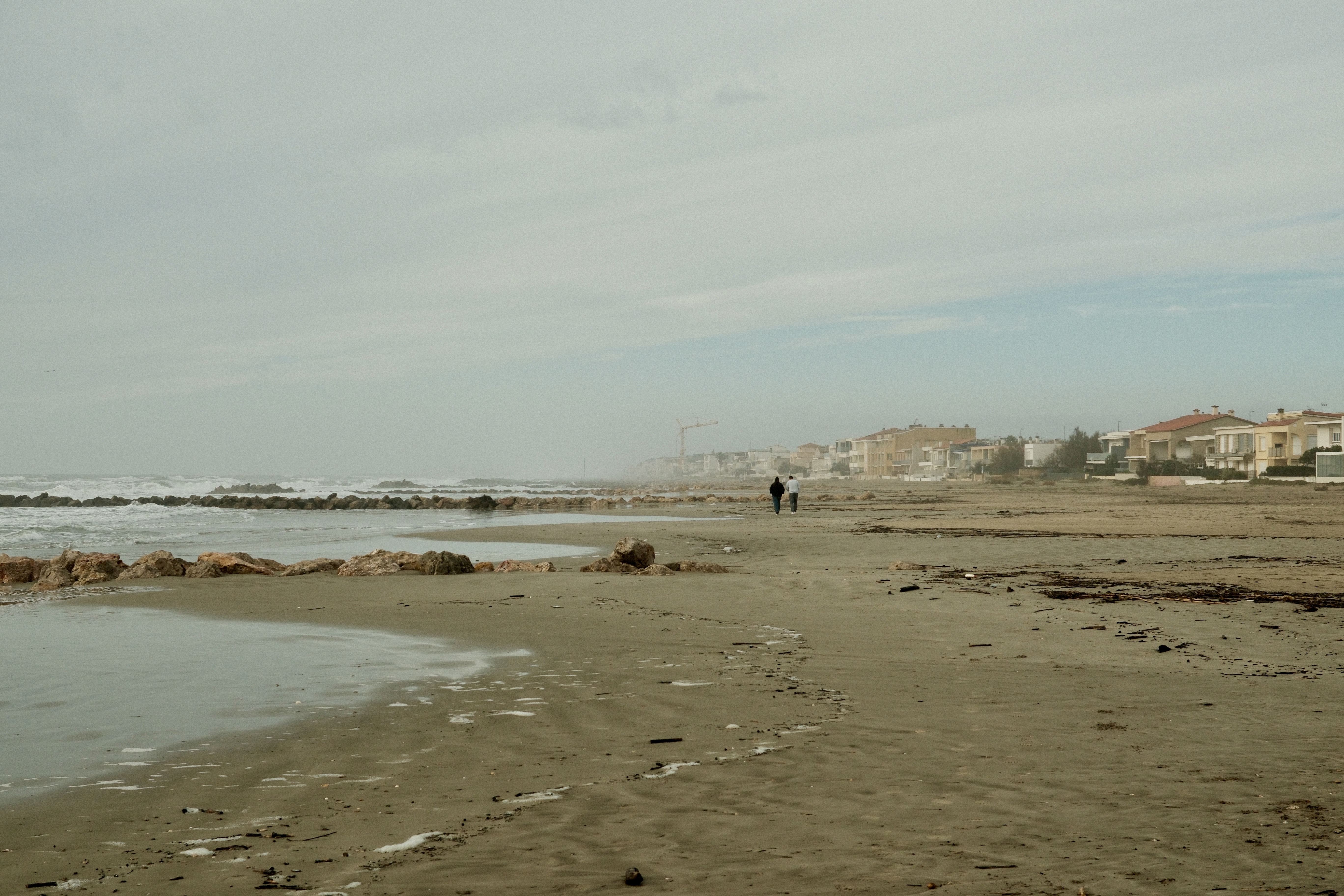 Morning talk beach wave sea rock sand town 