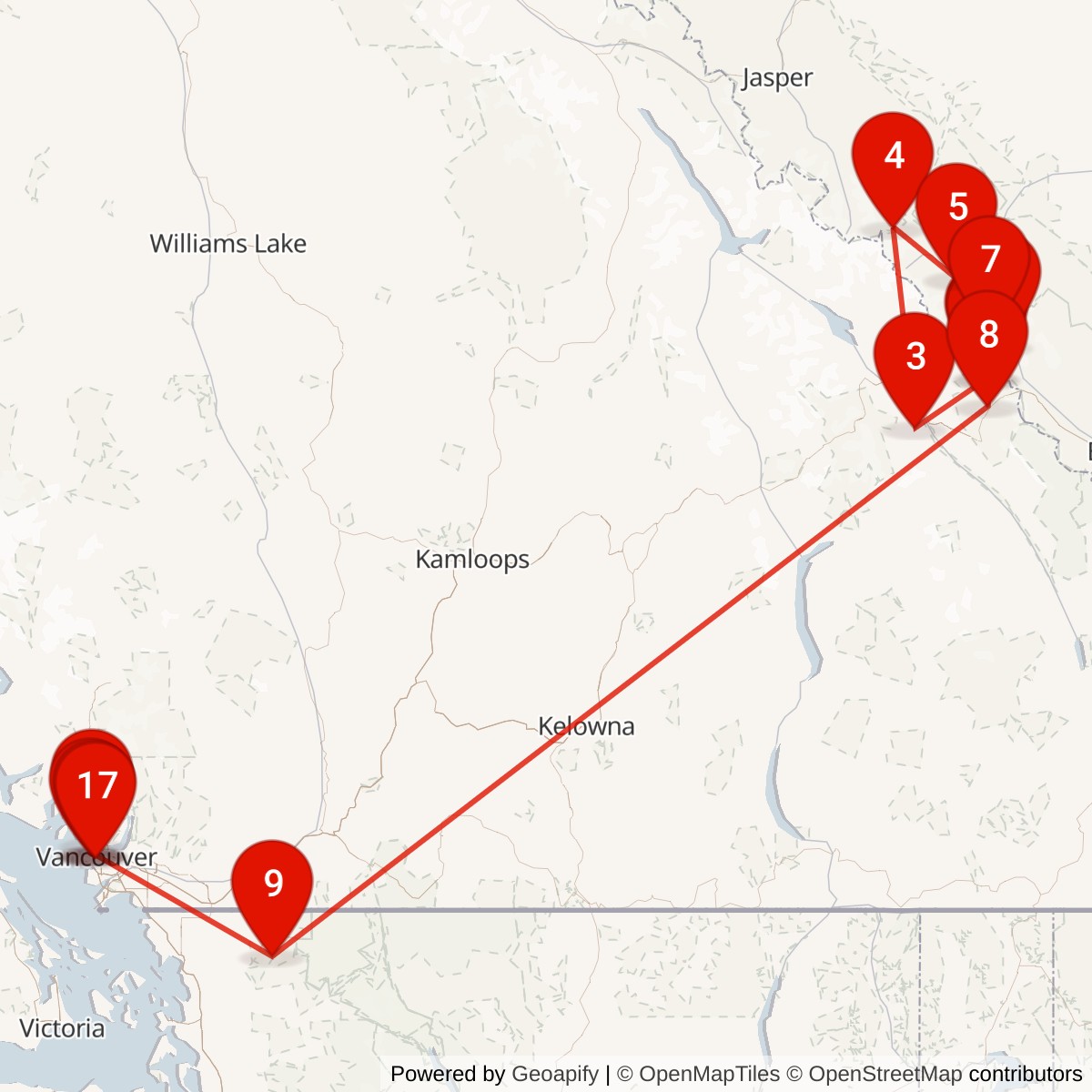 Map of trip